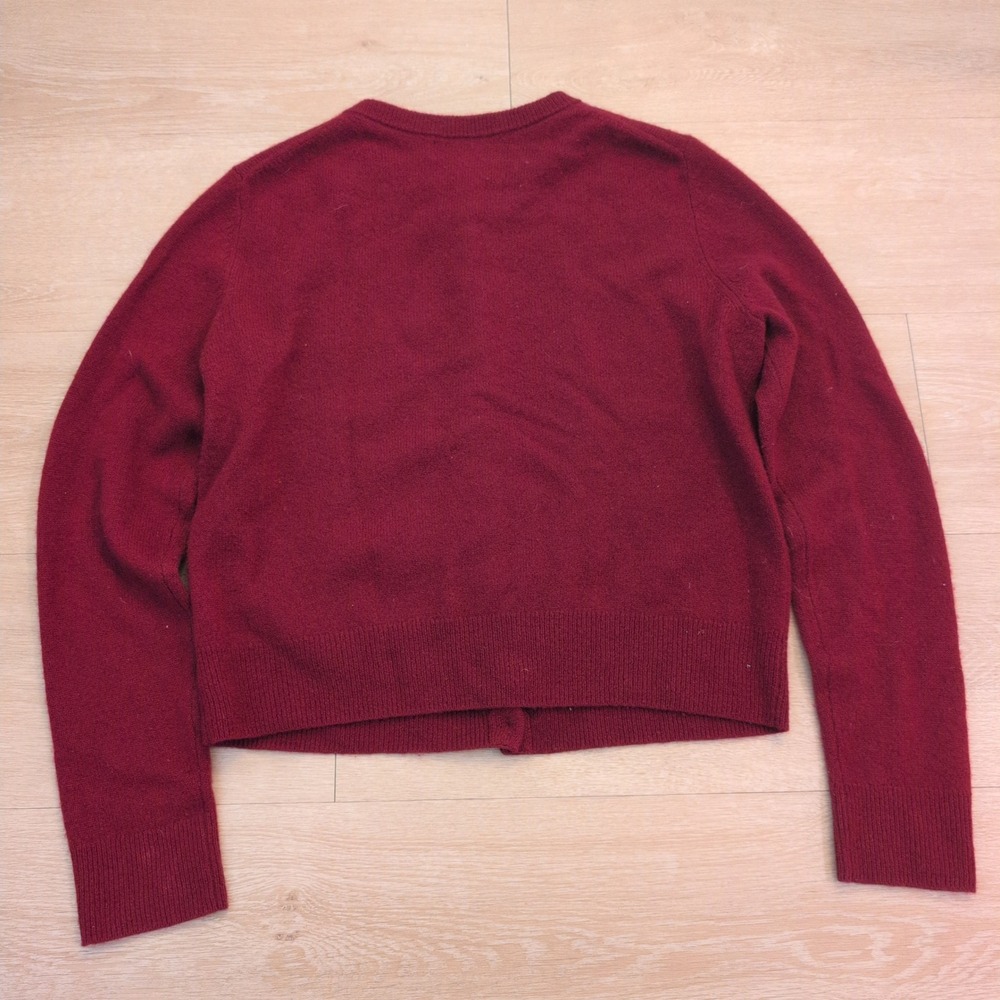 Nordstrom Women Small 100% Cashmere Cardigan Sweater Burgundy Red Button Up - Picture 6 of 6